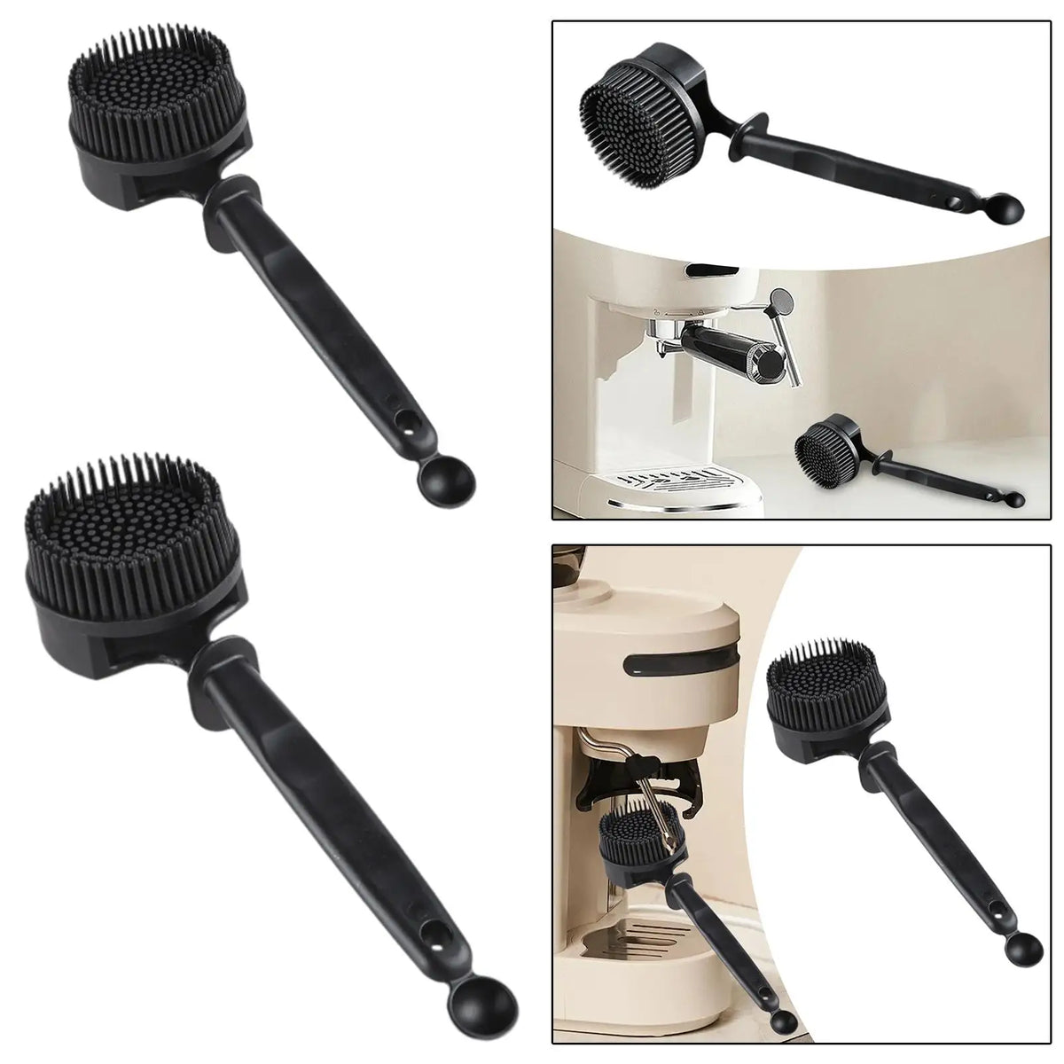 Espresso Machine Cleaning Brush with Spoon | Silicone Handle