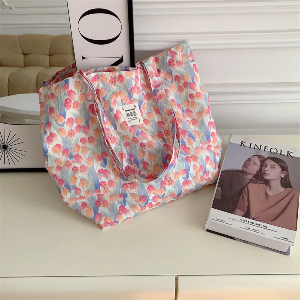 Women's Vintage Floral Cotton Shoulder Bag – Large Tote