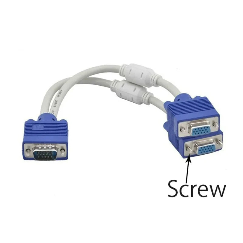 VGA Splitter Cable 1 Male to 2 Female HD15 Dual Monitor Adapter