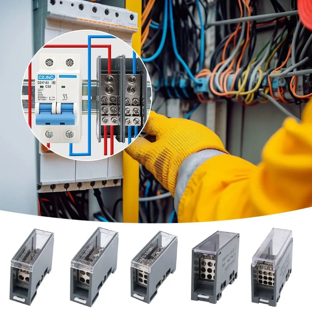 Din Rail Terminal Block 150A Power Junction Box Wire Connector