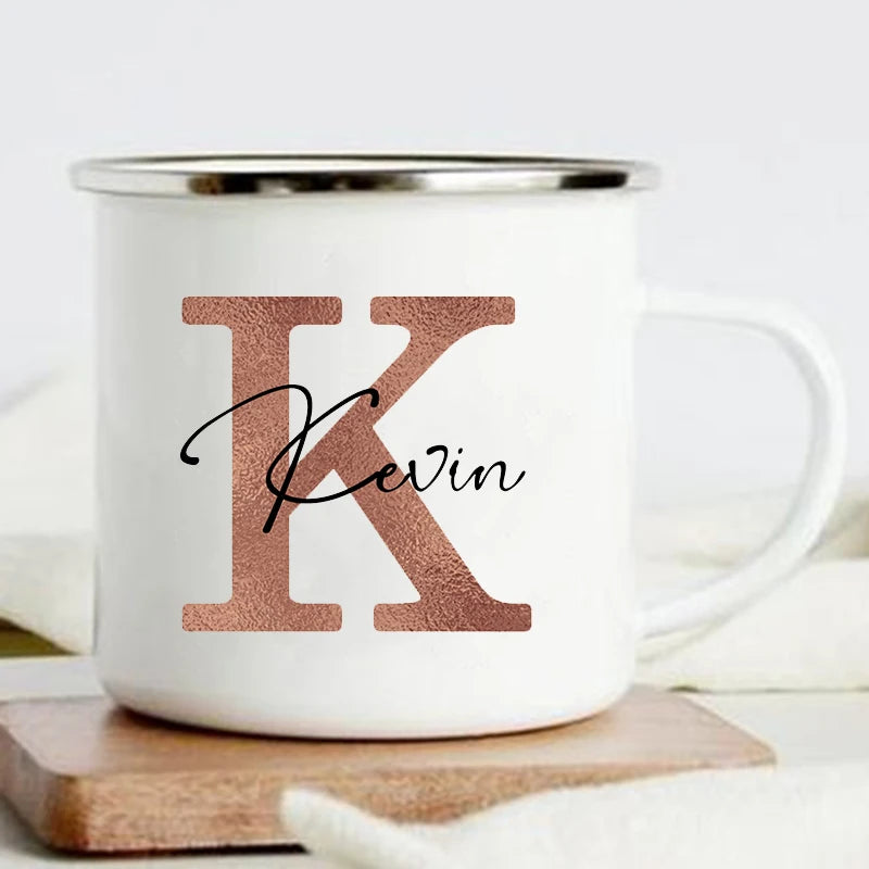 Personalized Initial & Name Enamel Mug – Wedding & Party Gift