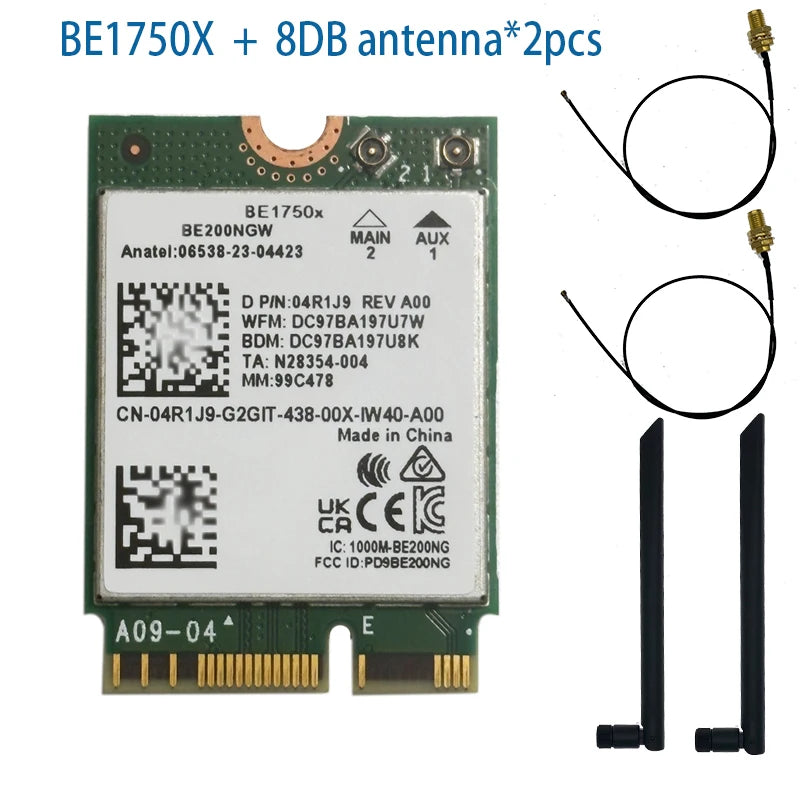 WDXUN BE1750X Wi-Fi 7 Tri-Band M.2 Card 5.8Gbps BT5.4