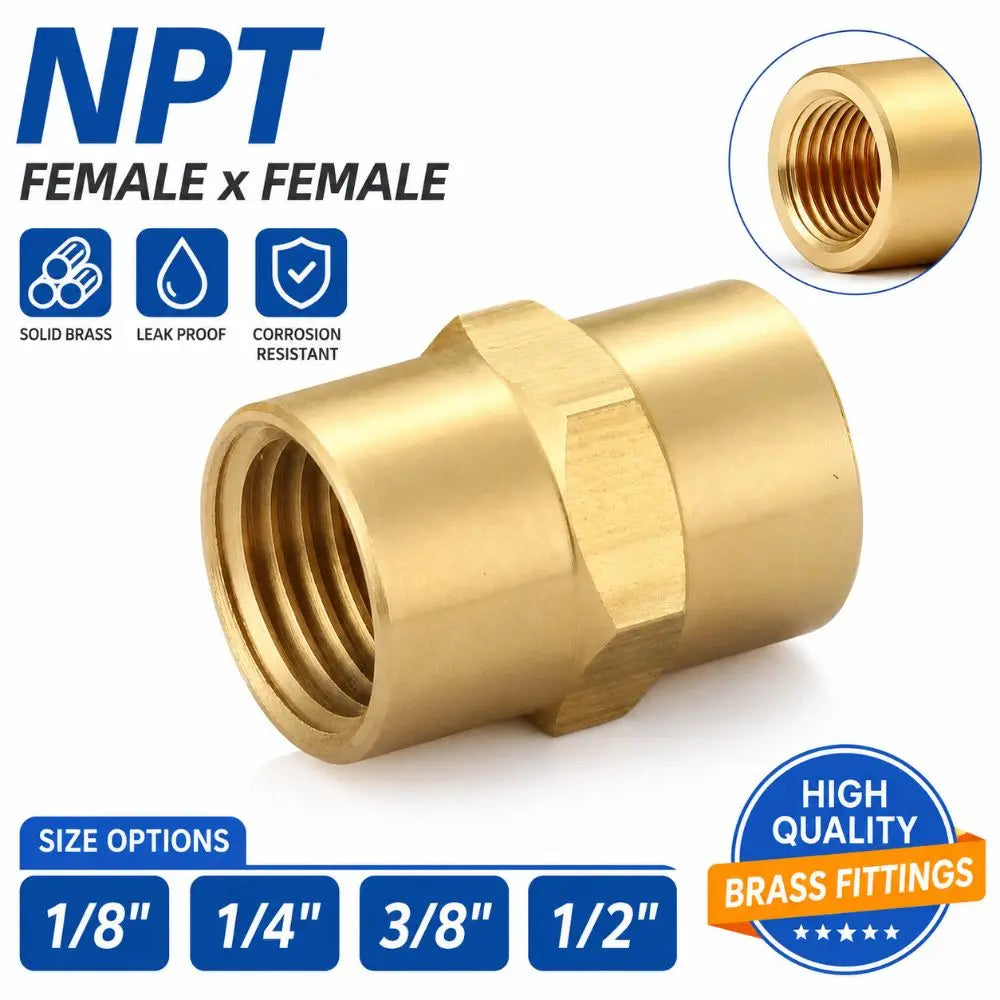 Brass NPT Female Coupling – Air Hose & Pipe Fitting Adapter