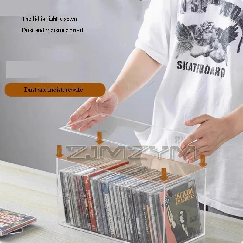 Acrylic CD Storage Box with Lid – Dustproof Stackable Organizer