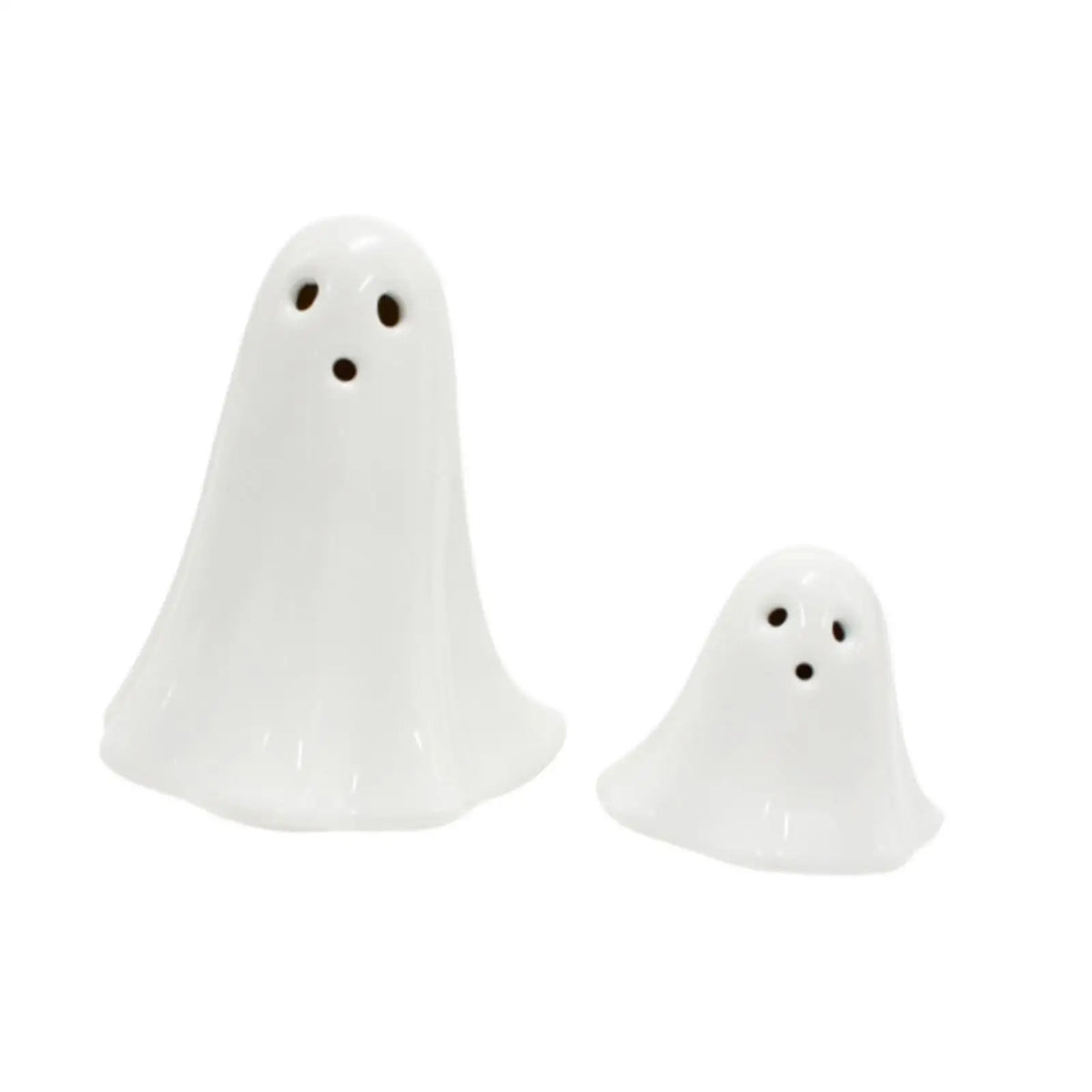 Halloween Ceramic Ghost Statues with LED Light | 2-Pack