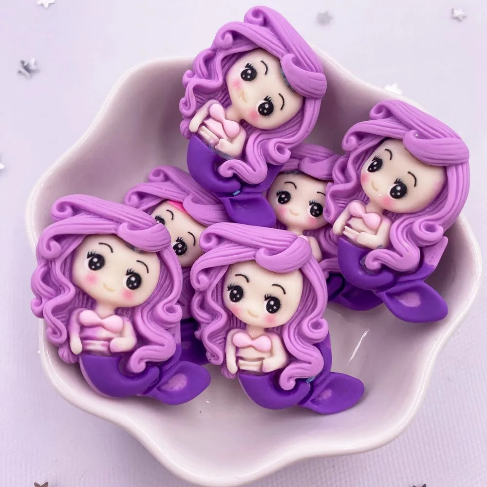 Kawaii Mermaid Princess Resin Flatback Figurines 10PCS | DIY Crafts