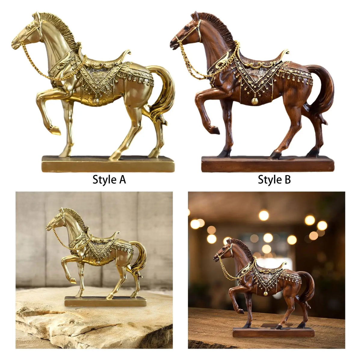 Vintage Resin Horse Figurine Sculpture | Desktop Home Decor