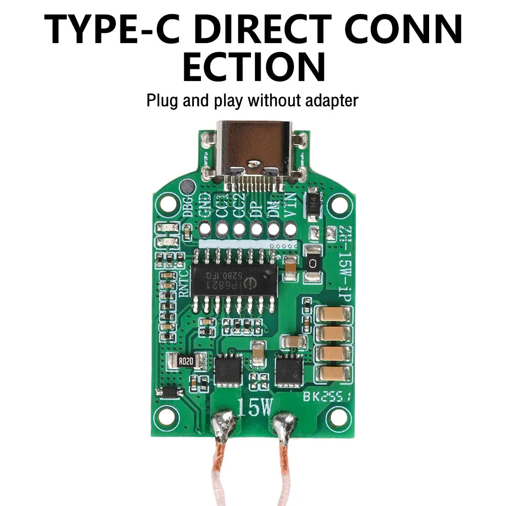 15W Wireless Charging Module – Type-C, 5V/9V/12V, Pop-Up Display