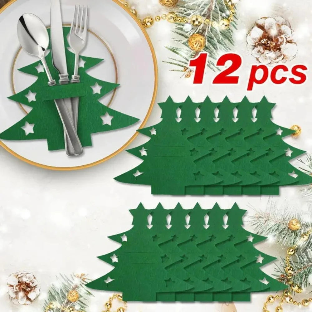 Felt Christmas Tree Placemat Set – Red & Green Holiday Decor