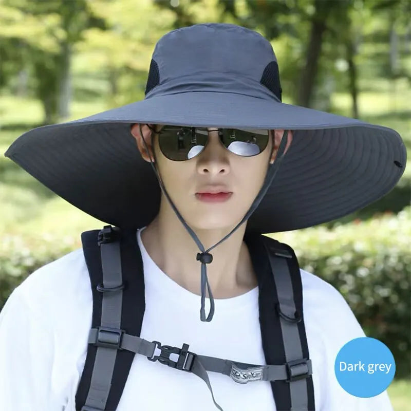 15cm Wide Brim UV Sun Hat – Foldable Breathable Mesh Cap