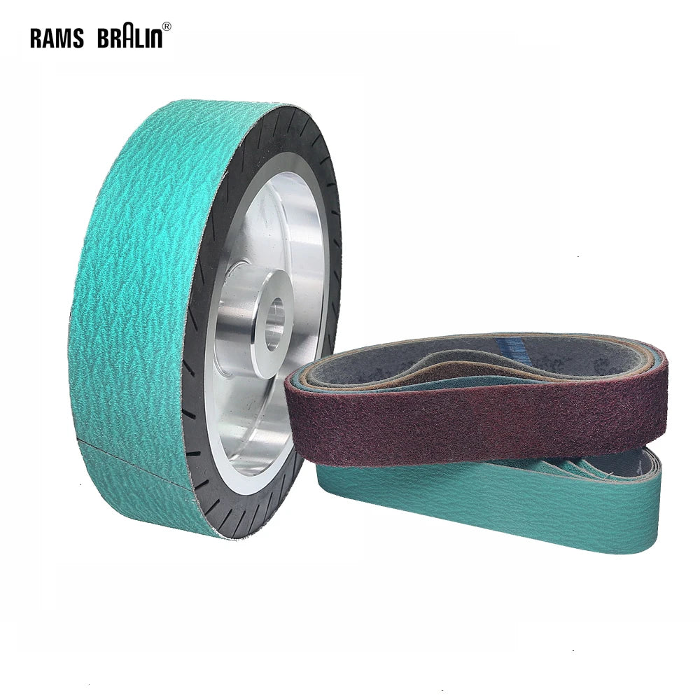 8" Rubber Expander Wheel 200x50mm + Zirconia Nylon Sanding Belts