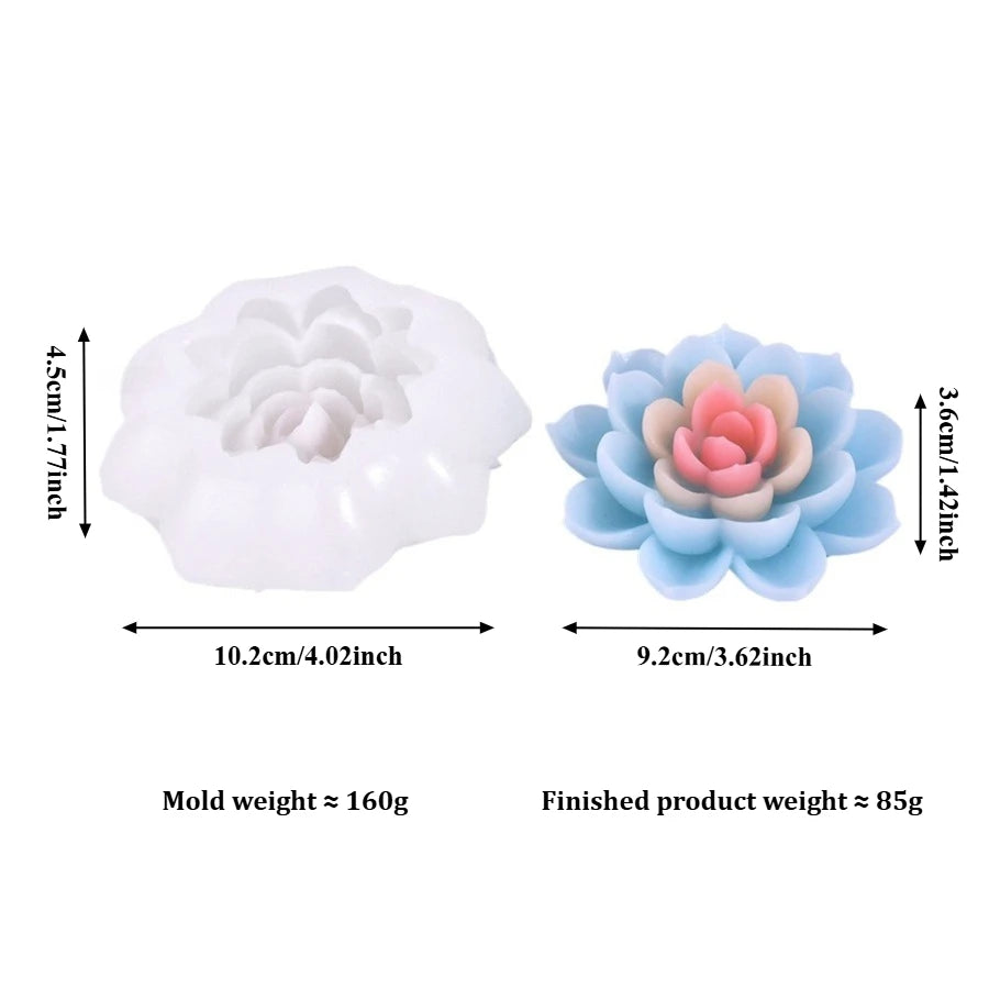 3D Flower Silicone Candle Mold – Rose & Lotus Soap Craft