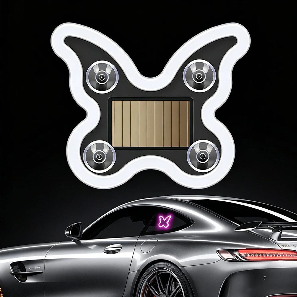Solar Butterfly Car Ambient Light | 6 Modes, Dual Charging