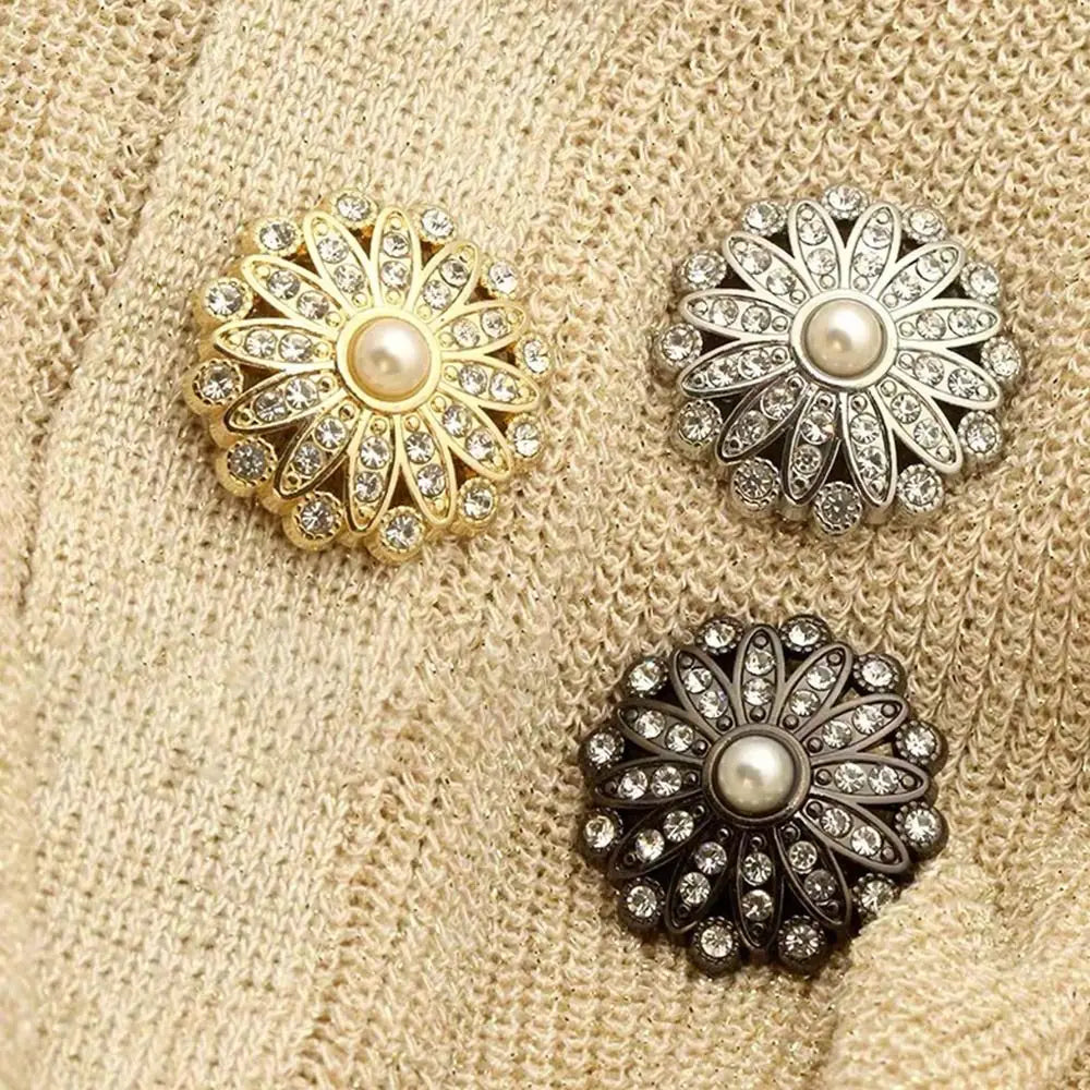 10-Piece Rhinestone Pearl Shank Buttons for DIY Sewing
