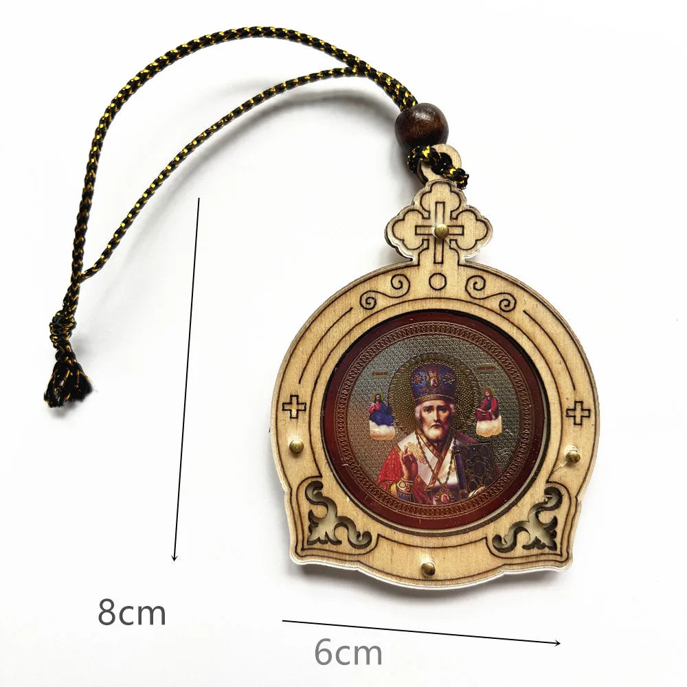 Orthodox Virgin Mary & Jesus Gold Wood Icon | Wall Ornament