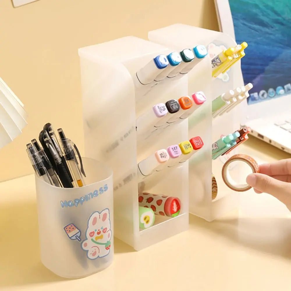 Frosted Plastic Pen Holder & Desktop Organizer – 3 Sizes