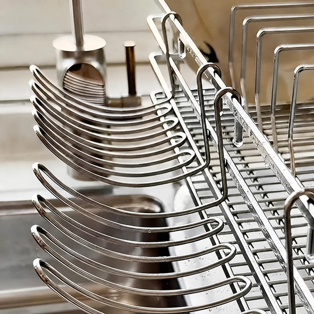 No-Drill Stainless Steel Sink Hanging Organizer & Draining Rack