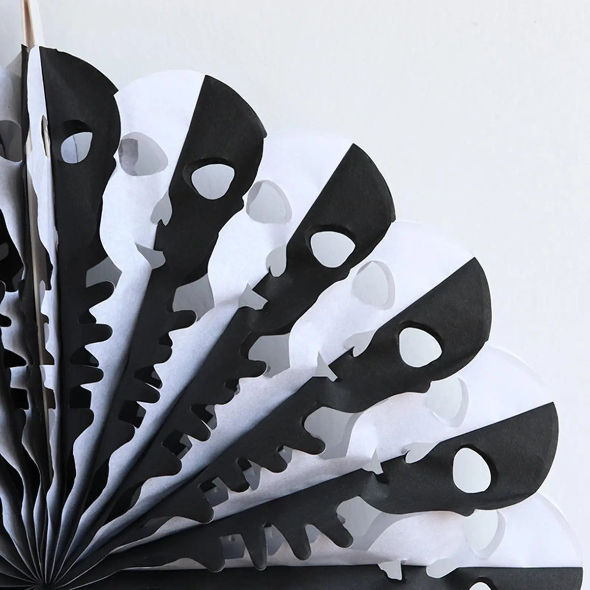 Halloween Skull Hanging Paper Fan Decorations – 4-Piece Set
