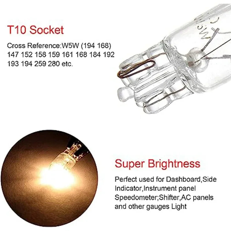 10-Pack T10 W5W 194 501 Halogen Bulbs 12V 5W – Car Lights