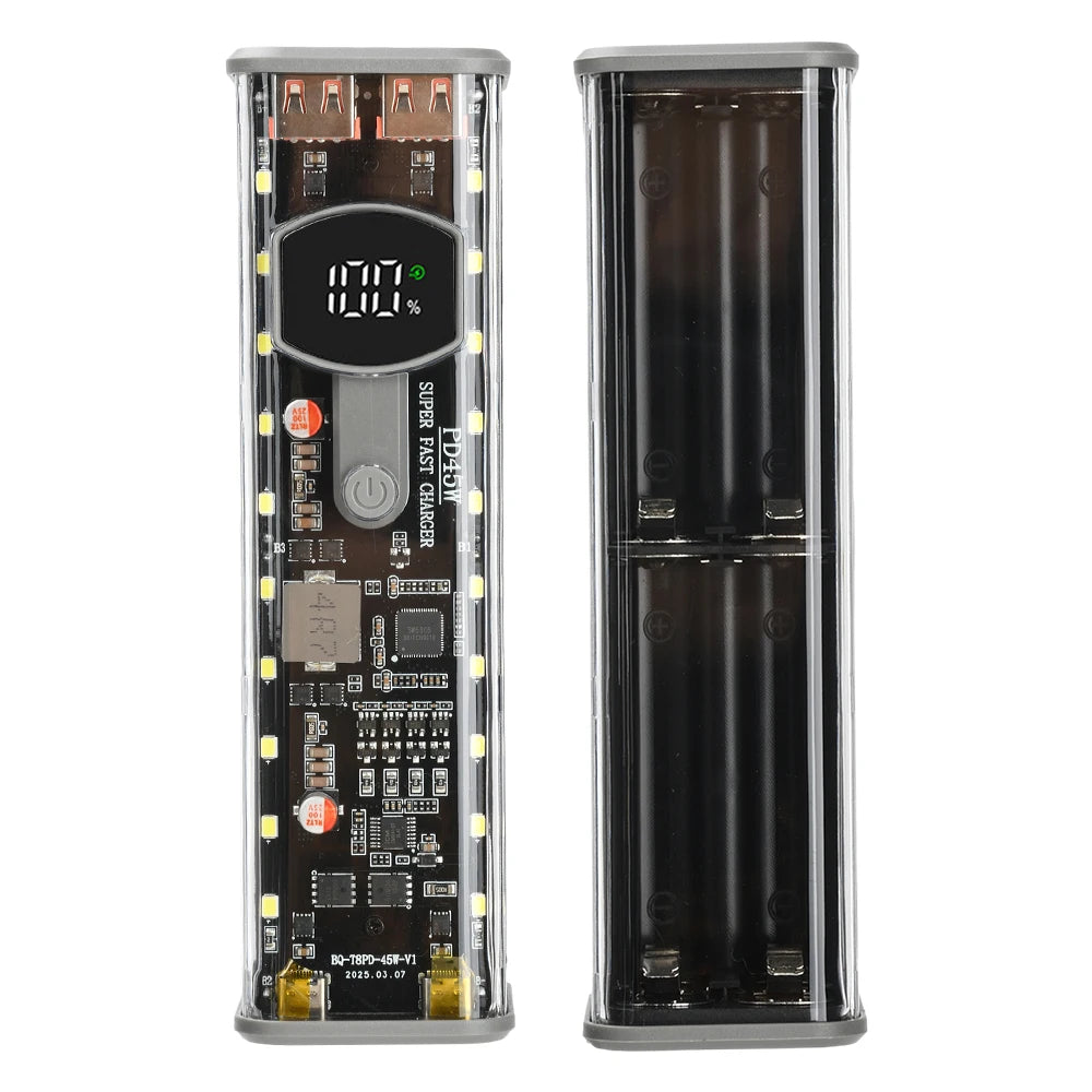 Gaqqee 8-Cell 18650 Power Bank Case – PD 45W Fast Charging
