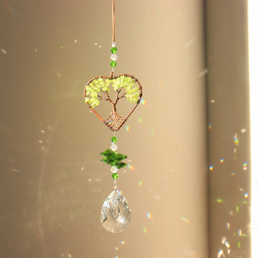 Copper Frame Crystal Chip Suncatcher Hanging Ornament