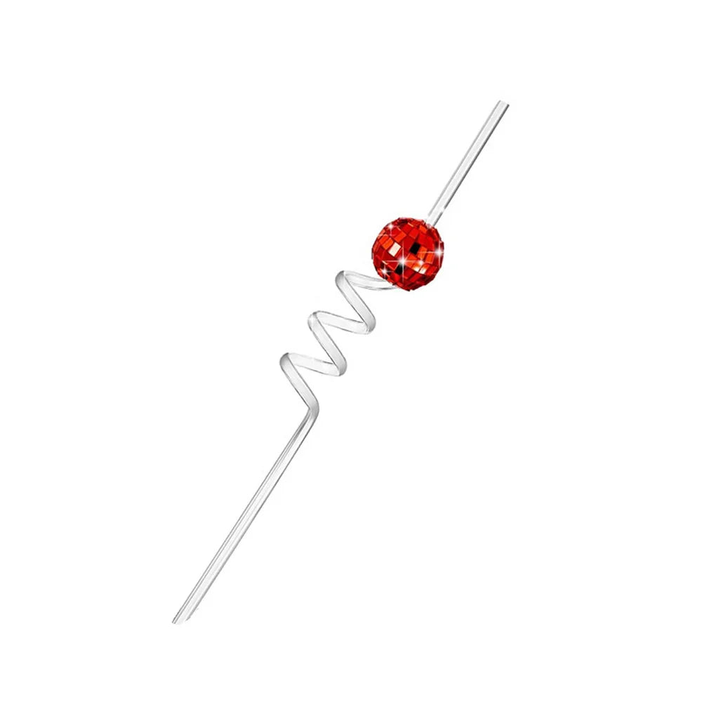 Mini Mirror Disco Ball Straw – Silver Party Decoration