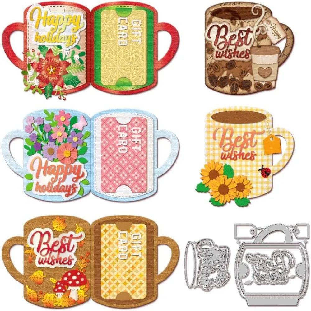 2-Piece Coffee & Tea Cup Cutting Dies for DIY Scrapbooking