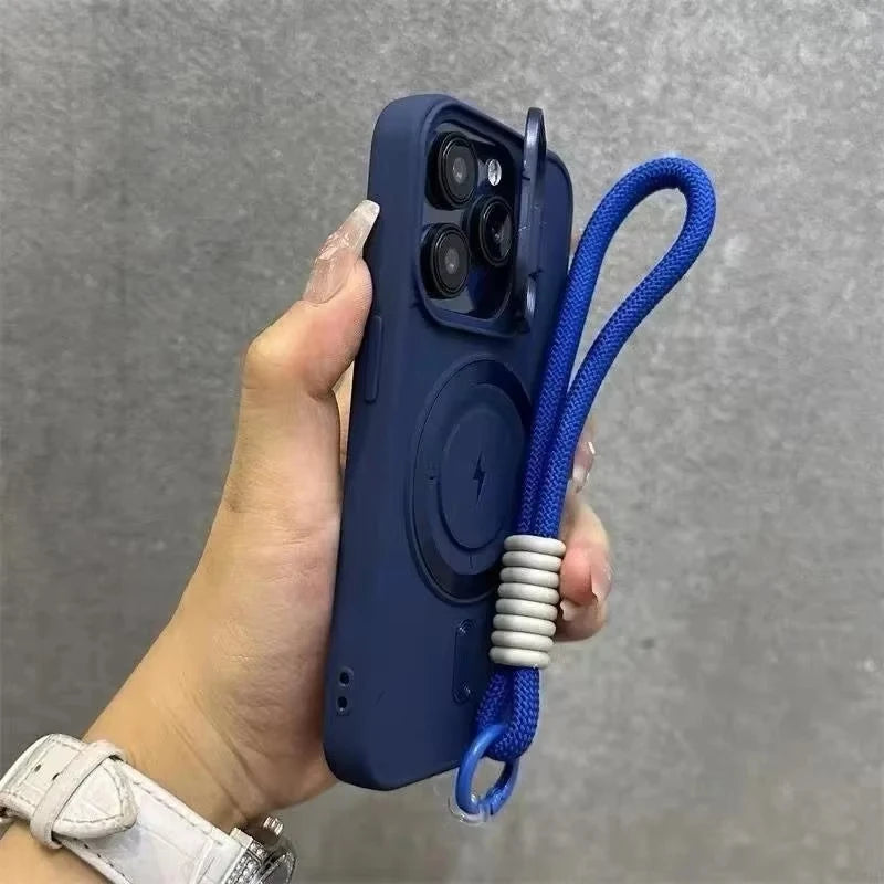 MagSafe iPhone Case – Fold Lens Stand & Wrist Strap | AKABEILA