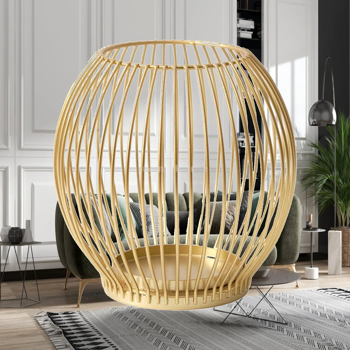 Metal Cage Pillar Candle Holder | Farmhouse Candelabra Stand