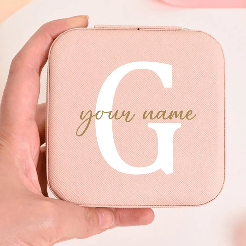 Personalized Faux Leather Jewelry Box – Custom Name & Initial