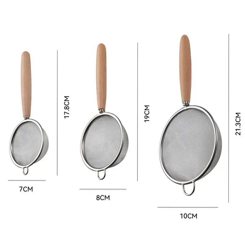 Stainless Steel Fine Mesh Strainer with Wooden Handle