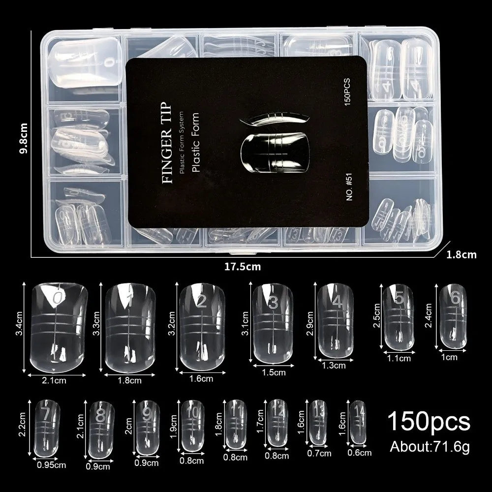 Reusable Gel Dual Nail Forms – 14 Sizes, 70/140/150 Pcs
