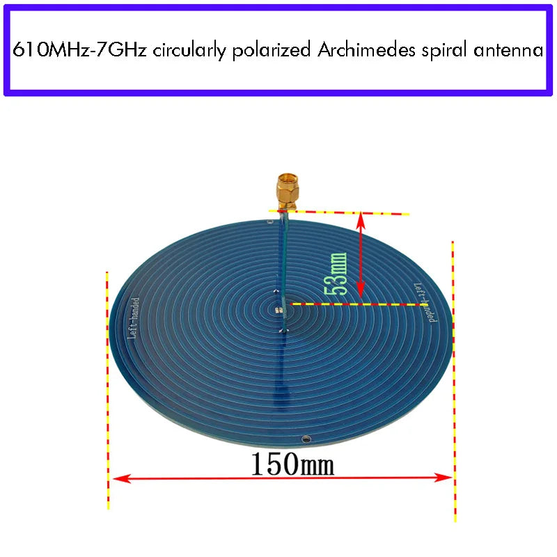UWB Archimedean Spiral Antenna 0.6–7GHz Circular Polarization