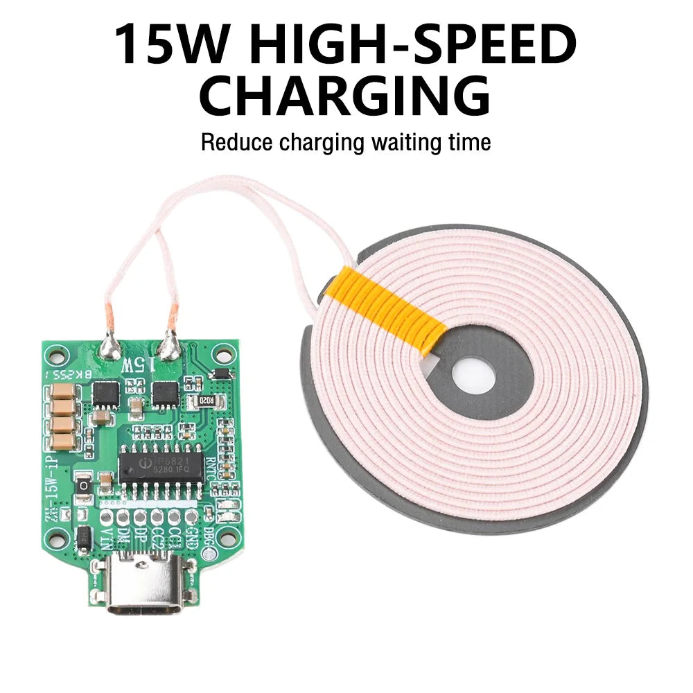 15W Wireless Charging Module – Type-C, 5V/9V/12V, Pop-Up Display