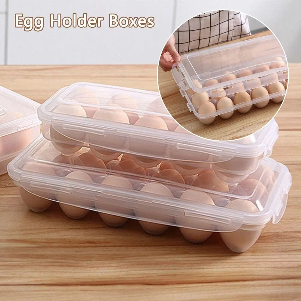 Transparent Egg Storage Box with Lid | 10 & 18 Grid Organizer