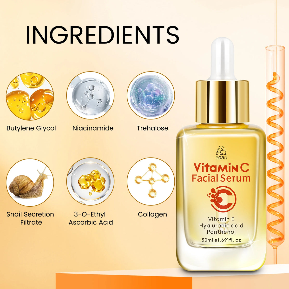 Vitamin C Facial Serum – Hyaluronic Acid & Vitamin E