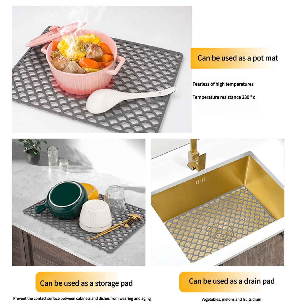 Silicone Sink Mat – Non-Slip Scratch-Protection Drain Pad