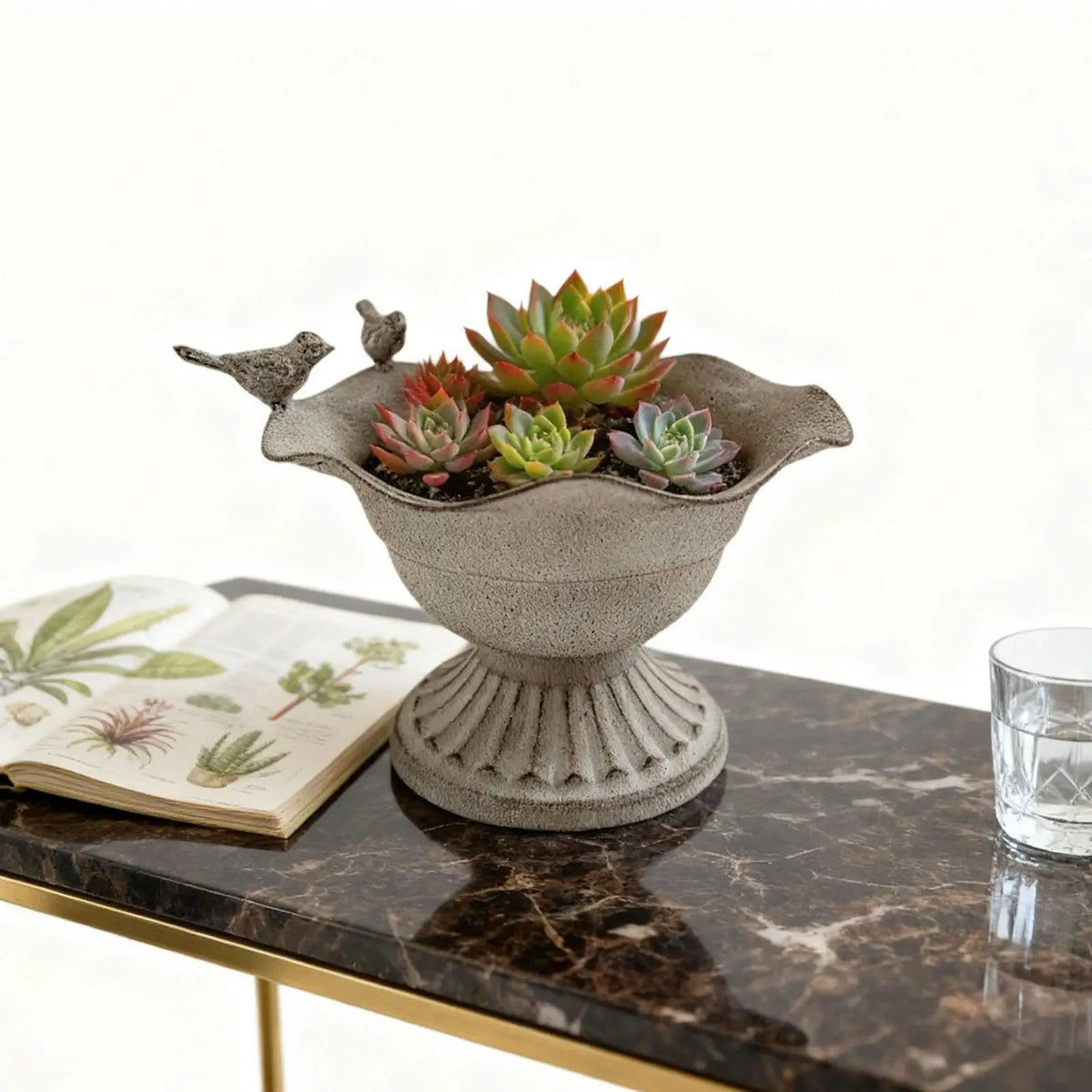 Antique Goblet Urn Metal Vase – Vintage Iron Flower Planter