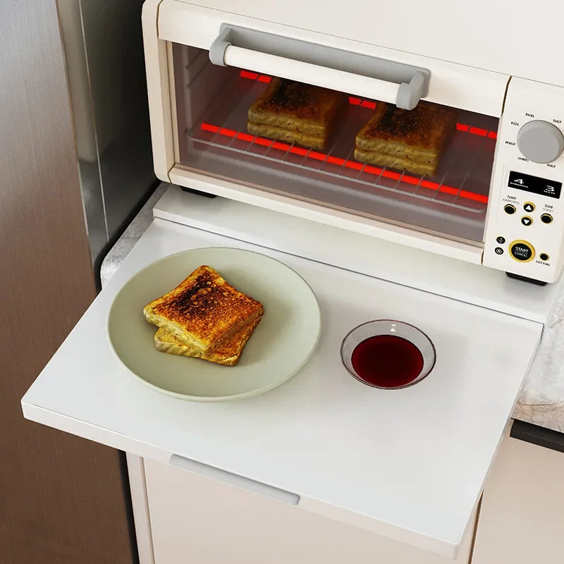 Pull-Out Microwave Shelf & Countertop Drawer Storage Rack