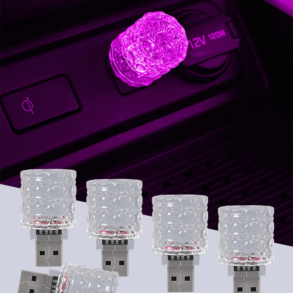 USB Car LED Atmosphere Light – 7 Colors & Gradient Touch Control