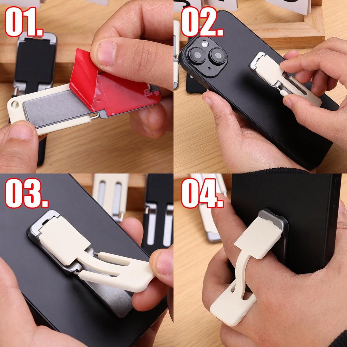 Phone Ring Holder Stand – Foldable Finger Grip Kickstand