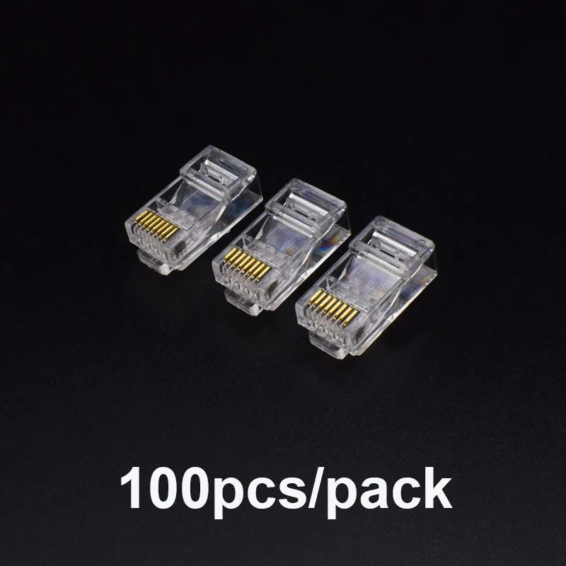 RJ45 Cat6/Cat6e Gold-Plated Network Connector Plugs 20/50/100pk