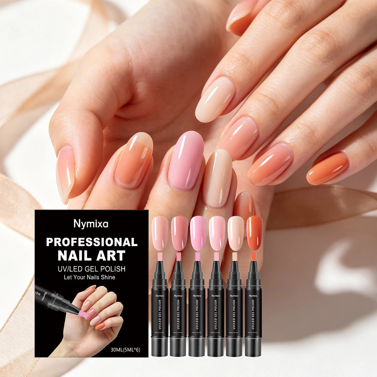 Nymixa 6-Color UV LED Nail Gel Pen Set – DIY Manicure Kit