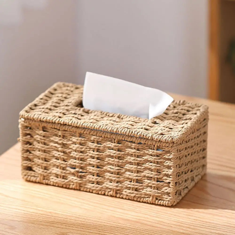 Rattan Woven Tissue Box | Vintage Napkin Holder for Home