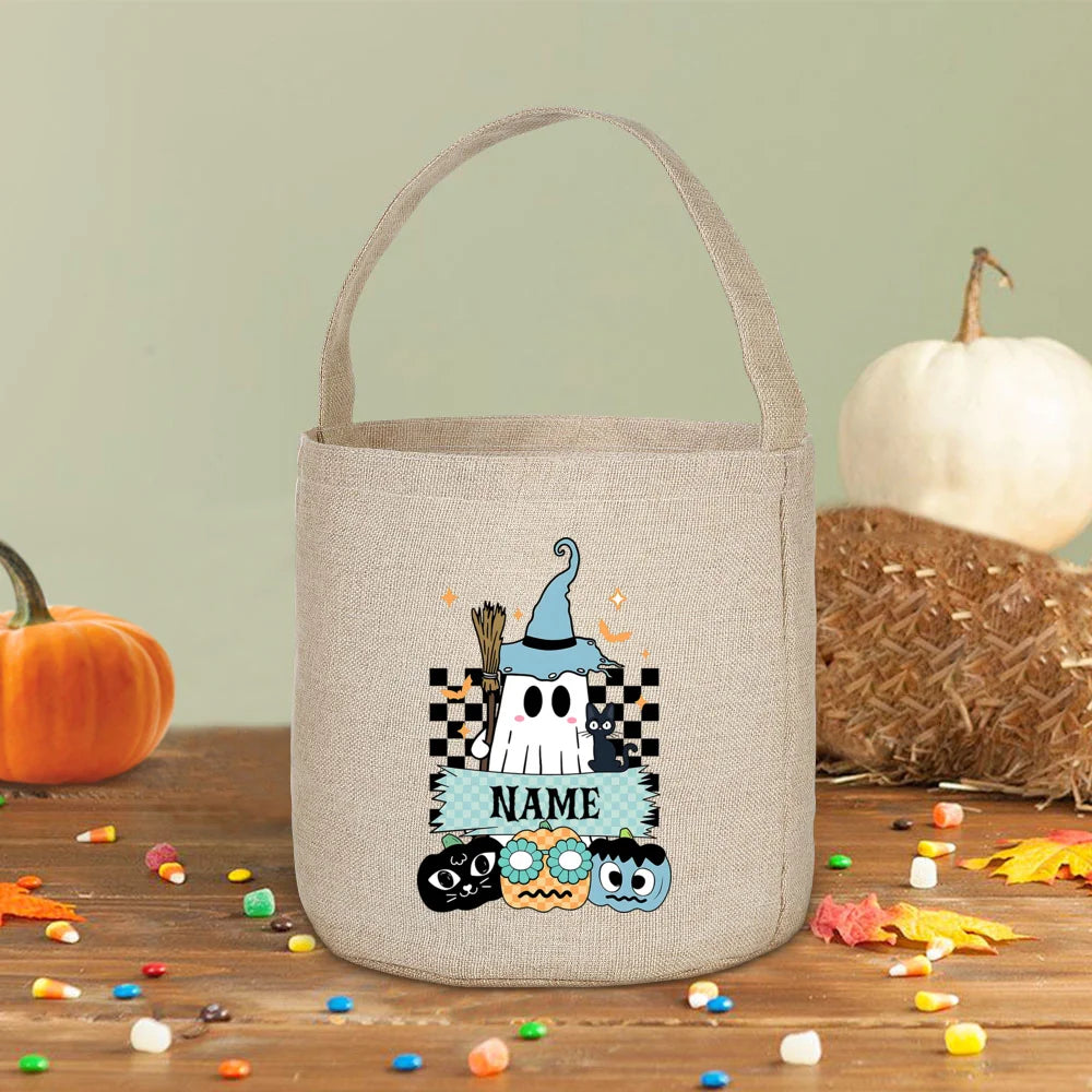 Personalized Halloween Trick or Treat Tote Bag | Pumpkin Print