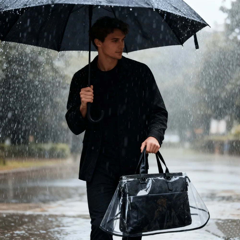 Clear Transparent Handbag Rain Cover – Foldable Waterproof EVA