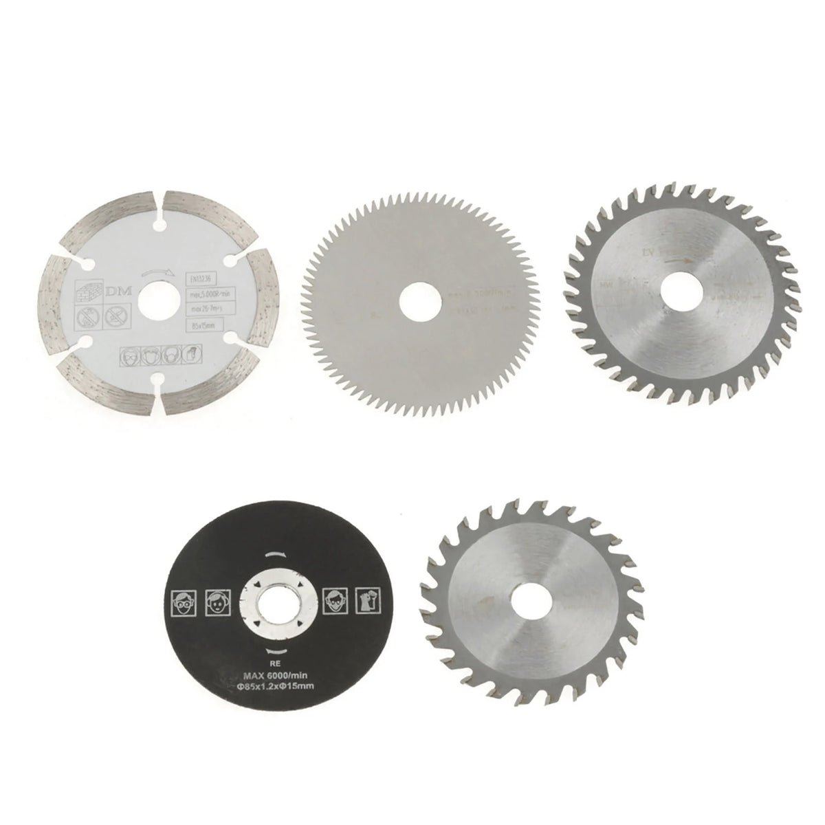 85mm Carbide Circular Saw Blade Set – 5-Pack, 15mm Bore