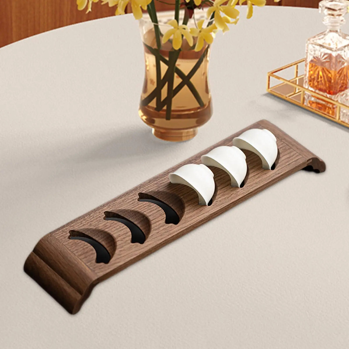 Wooden Tea Cup Holder Display Rack – Portable Organizer