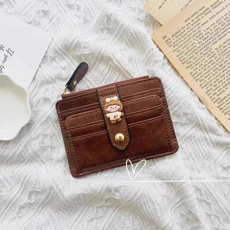 Women's Compact Folding Wallet – Multi-Card Slot Zipper Purse