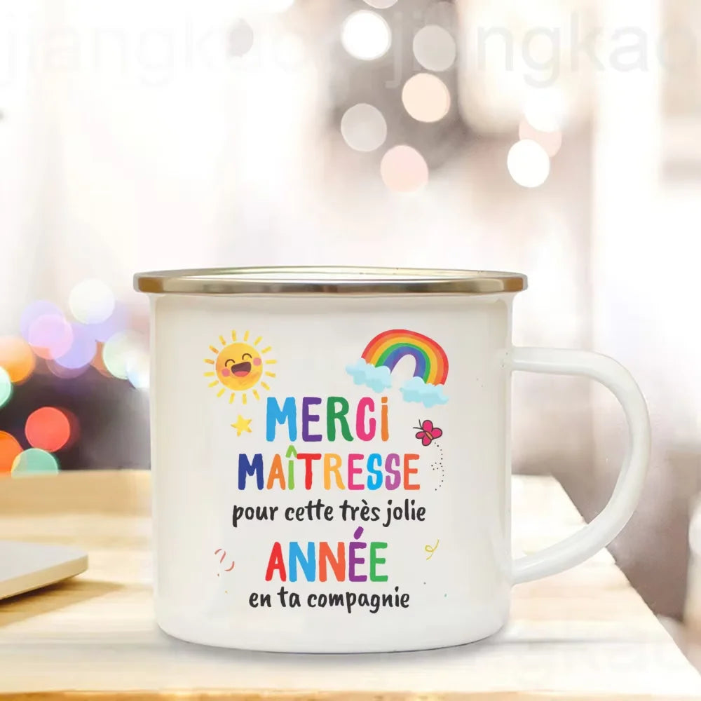 Thank You Teacher Enamel Mug – Teacher's Day Gift Cup